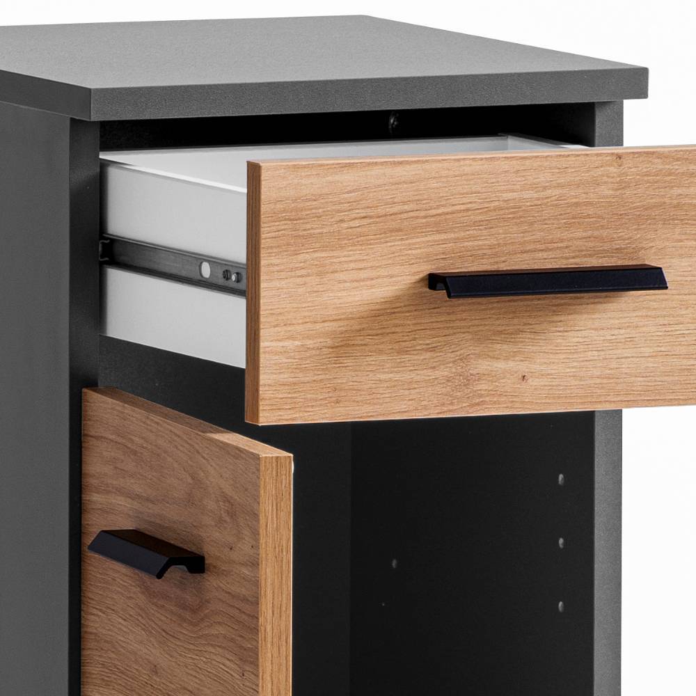 Badezimmerschrank Mayora in Wildeichefarben und Anthrazit