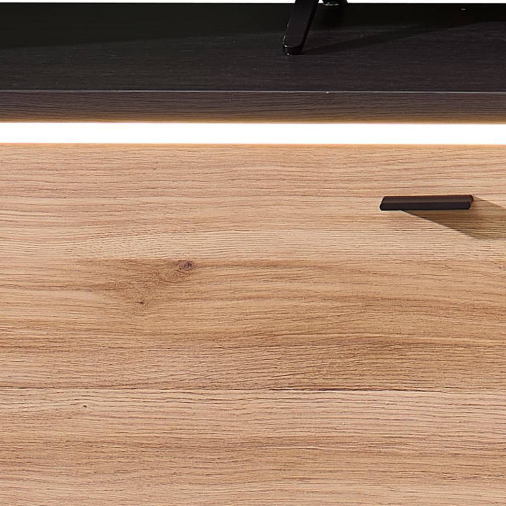 TV Lowboard Helias in Eichefarben mit LED Beleuchtung