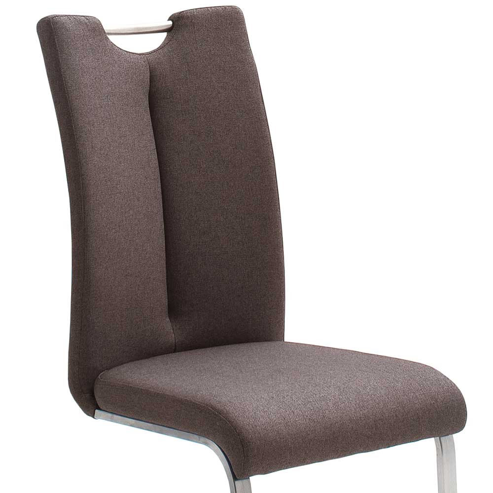 Schwingstühle Vagos in Braun Stoff und Edelstahl (2er Set)