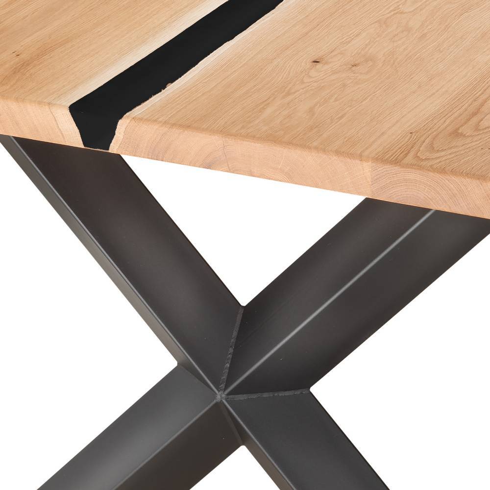 Esszimmer Tisch Viladeo aus Wildeiche Massivholz & Metall im Industrie Stil