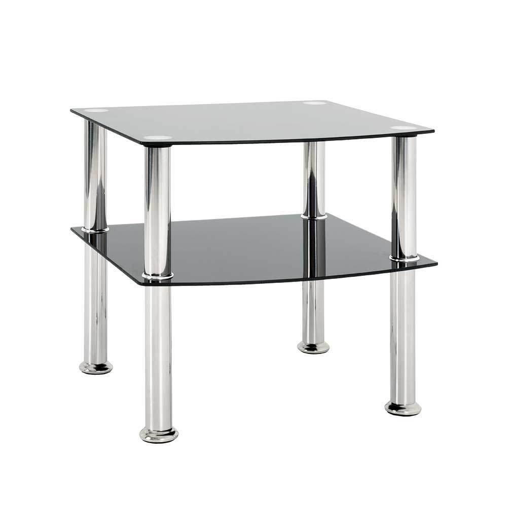 Beistelltisch Jeffa aus Sicherheitsglas und Edelstahl in Schwarz