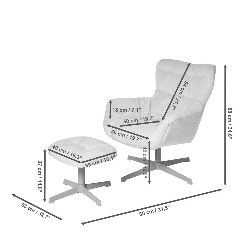 Relaxsessel Jet mit Fußhocker drehbar (zweiteilig)