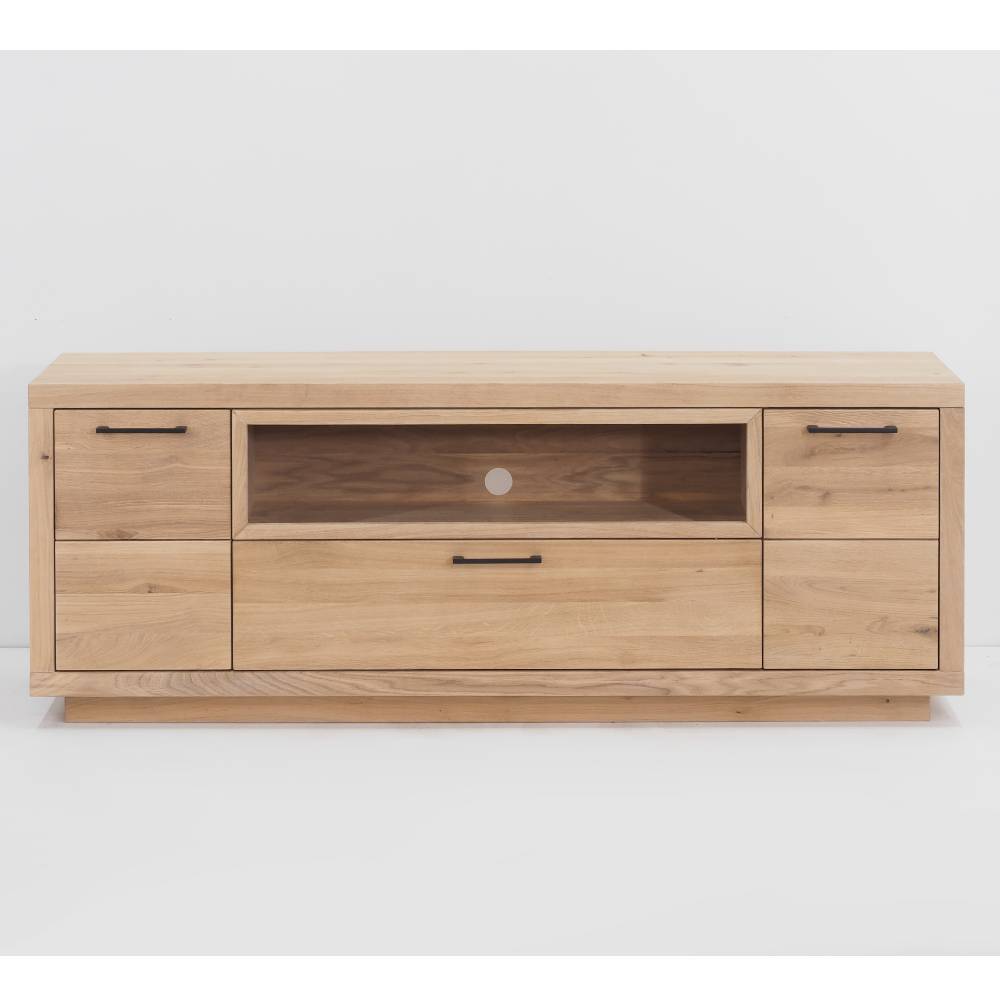 TV Lowboard Artjes in Eiche Bianco mit einem offenen Gerätefach