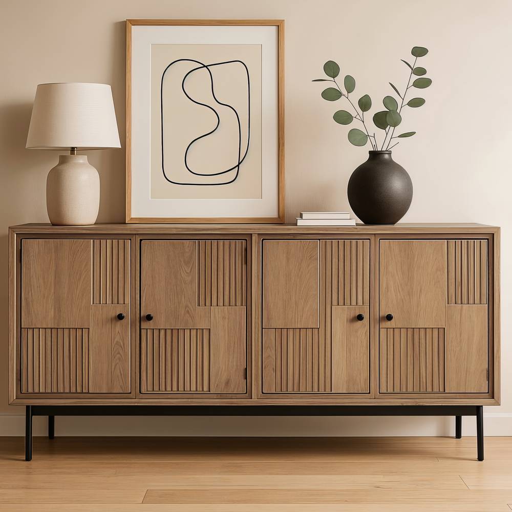 Sidebord Diaria aus Mangobaum Massivholz mit Drehtüren