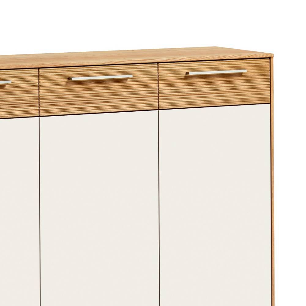 Schuh Sideboard Bedina mit Drehtüren in Eiche Bianco & Weiß