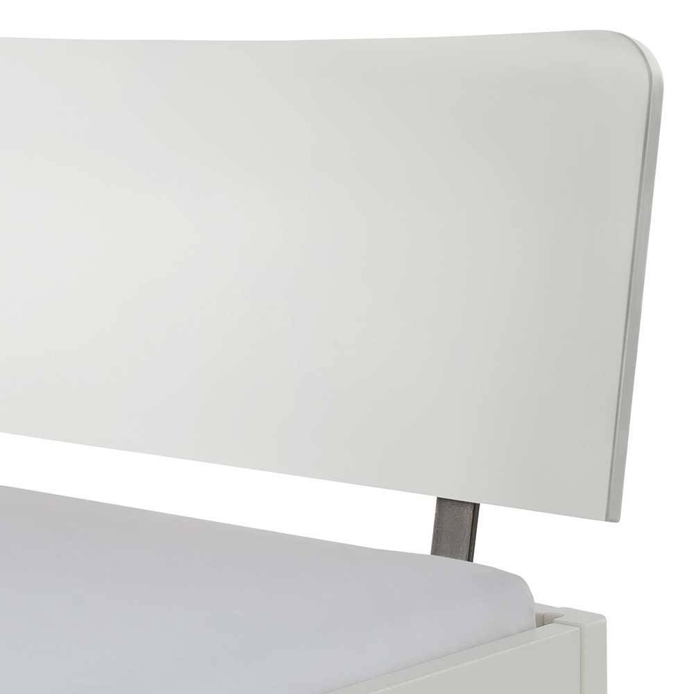 Stabiles Doppel Bett Moranna aus MDF in Weiß