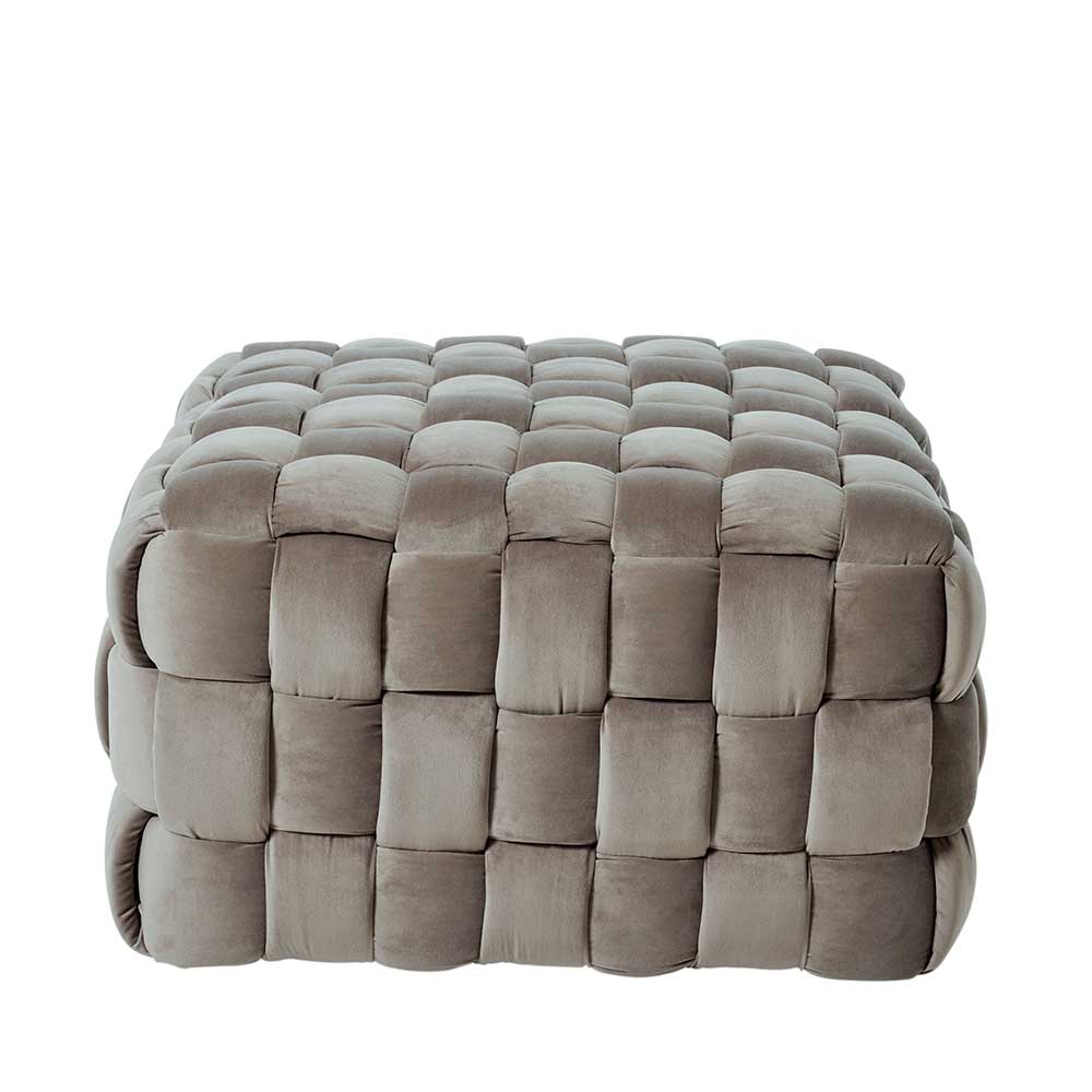 Hocker Ranbyra aus Samt in Flechtoptik