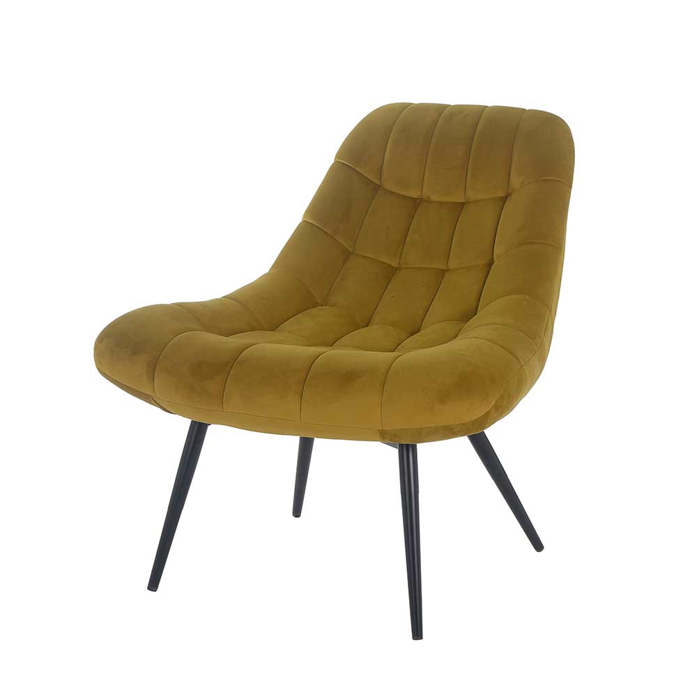 Retro Sessel Octna in Ocker Samt mit 50 cm Sitzhöhe