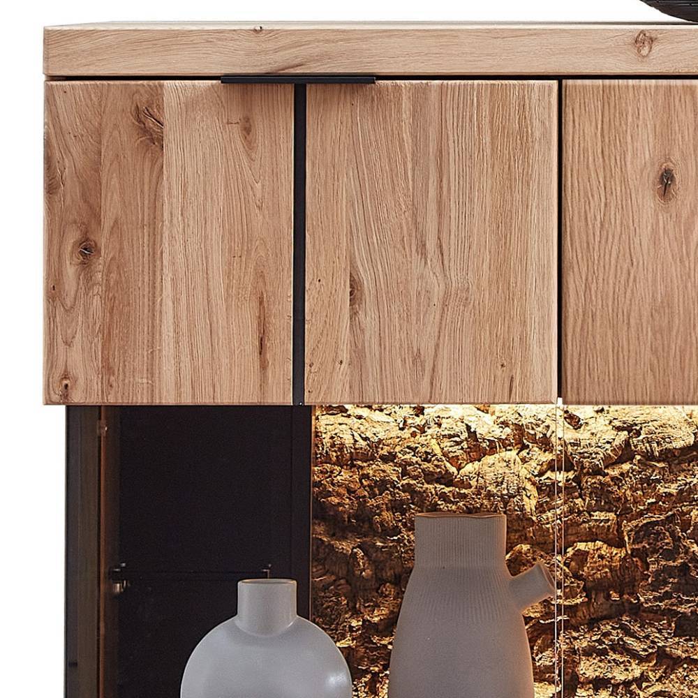 Wohnzimmer Highboard Emly in Wildeiche Bianco und modernem Design