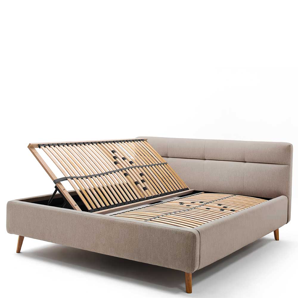 Stauraumbett Ladwica in Beige Webstoff modern