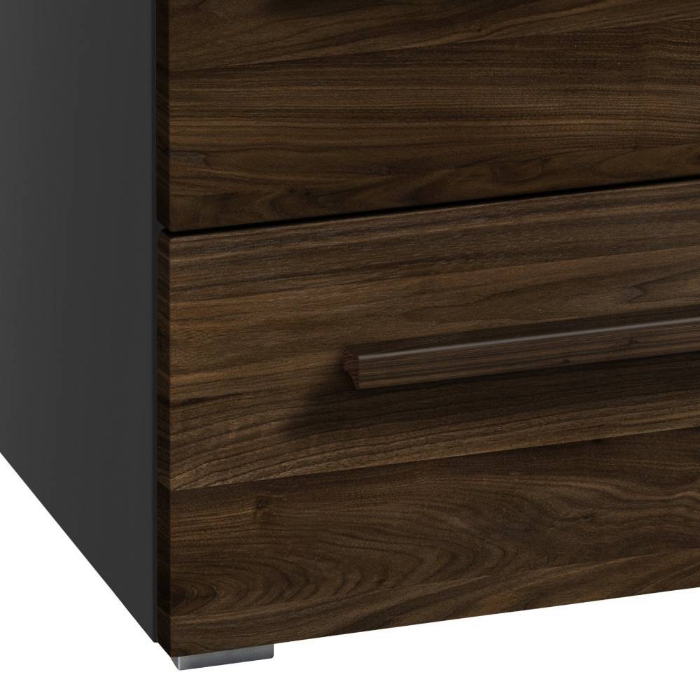 Teilmassives Sideboard Cemanna in Nussbaumfarben und Anthrazit