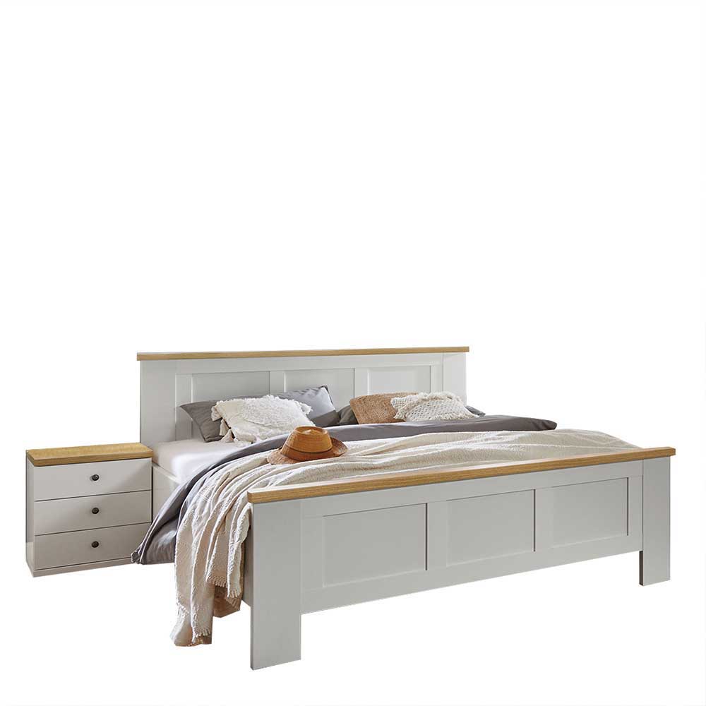 Schlafzimmer Möbel Wady in Weiß & Eiche Bianco Schrank 250 cm breit (vierteilig)