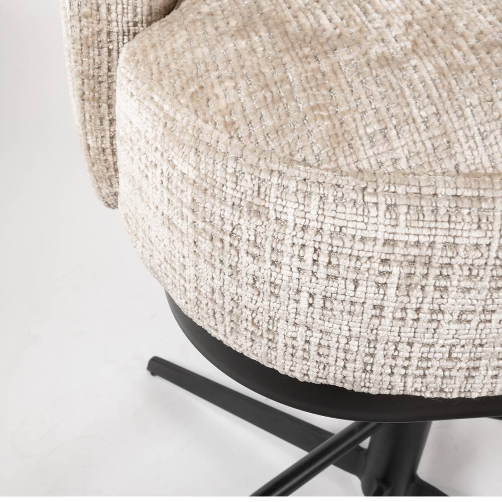 Barhocker Madeonary in Beige mit gepolsterter Rückenlehne