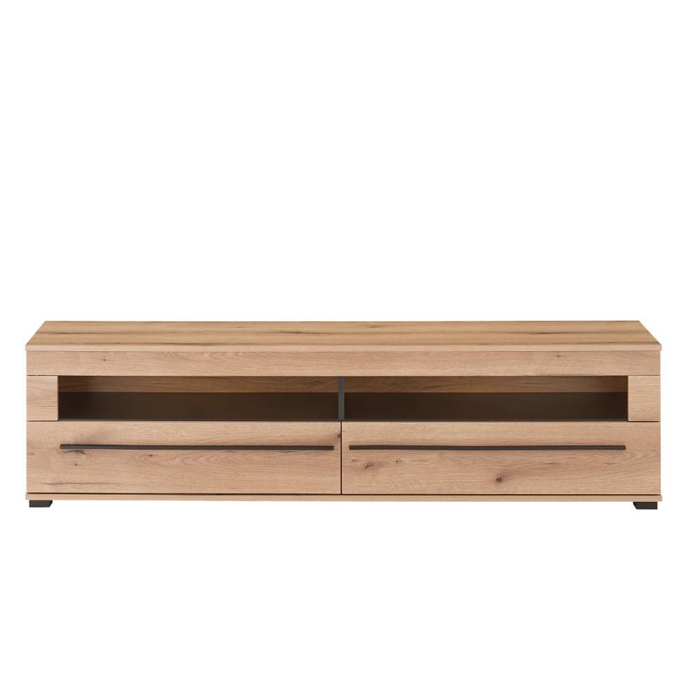 Wohnwand modern Cemutra in Eichefarben 200 cm hoch (vierteilig)