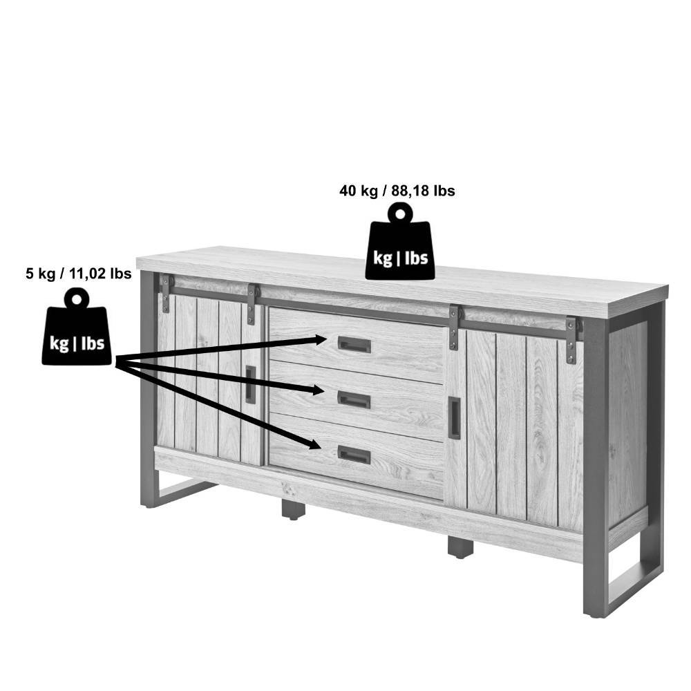 Sideboard Francara im Landhausstil mit Bügelgestell
