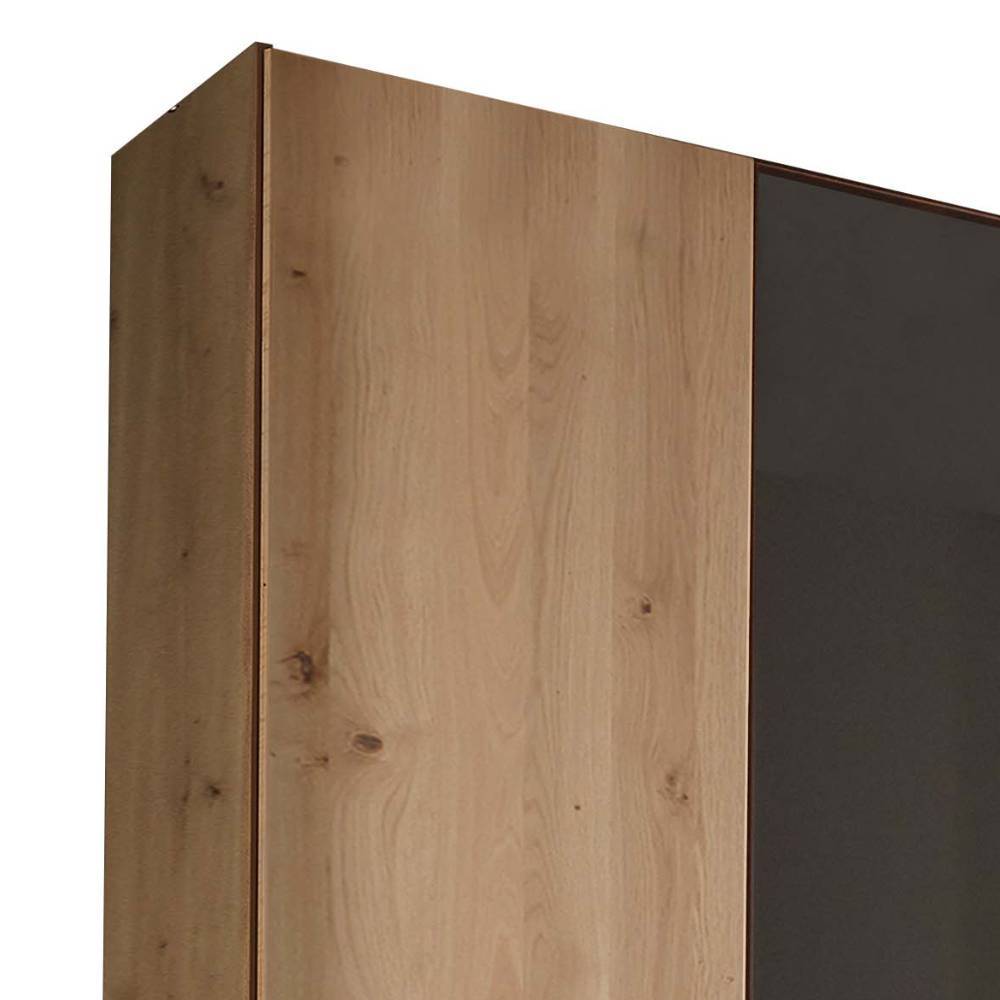 Kleiderschrank 6-türig Merkur in Eiche Bianco und Dunkelbraun