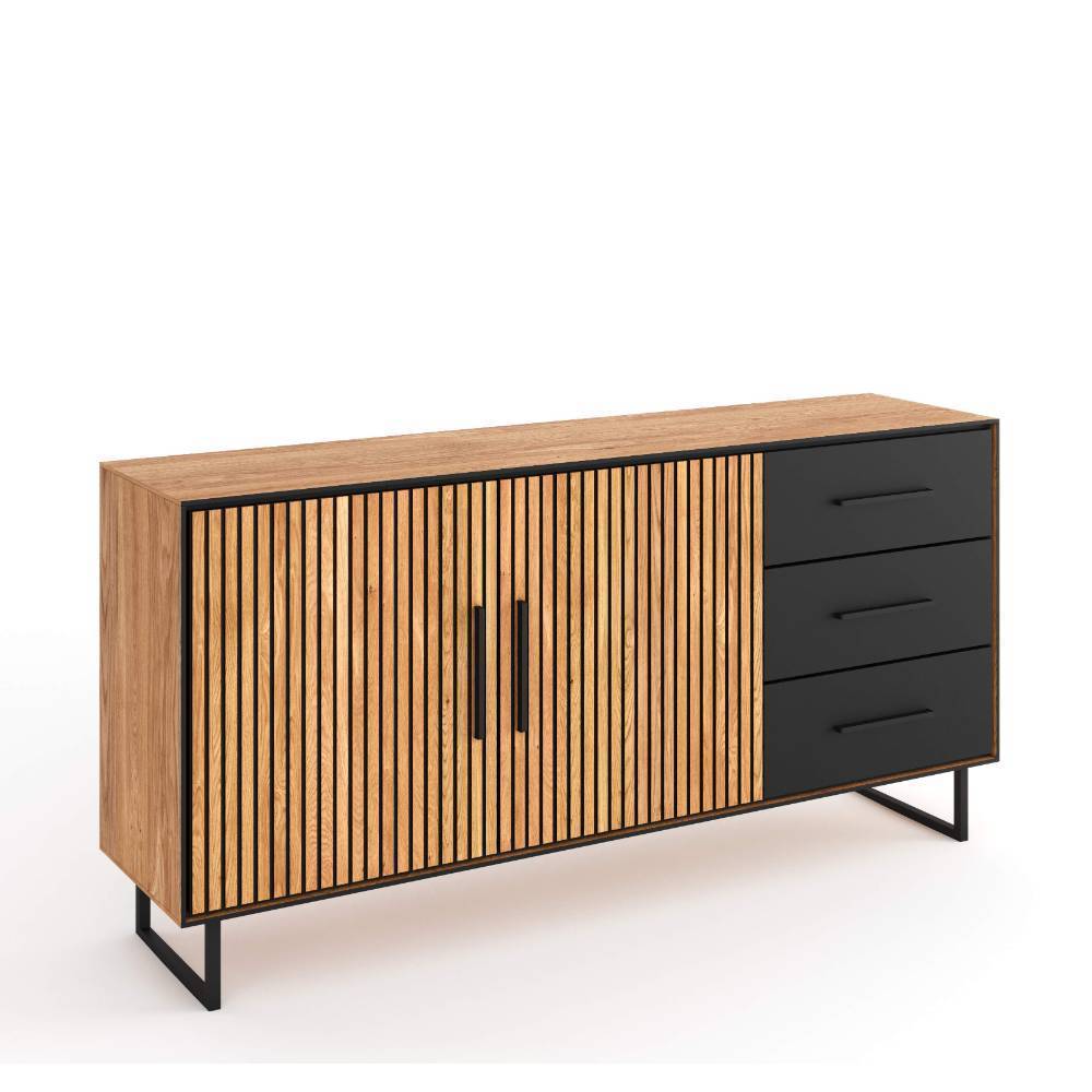 Sidebord Laviella mit Bügelgestell aus Metall und drei Schubladen