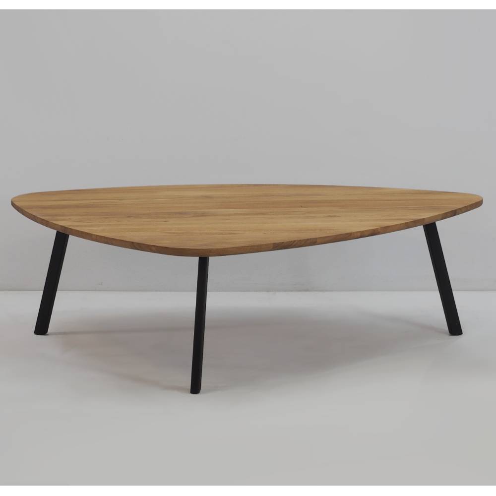 Couchtisch Lowellsa aus Eiche Massivholz in Wankelform
