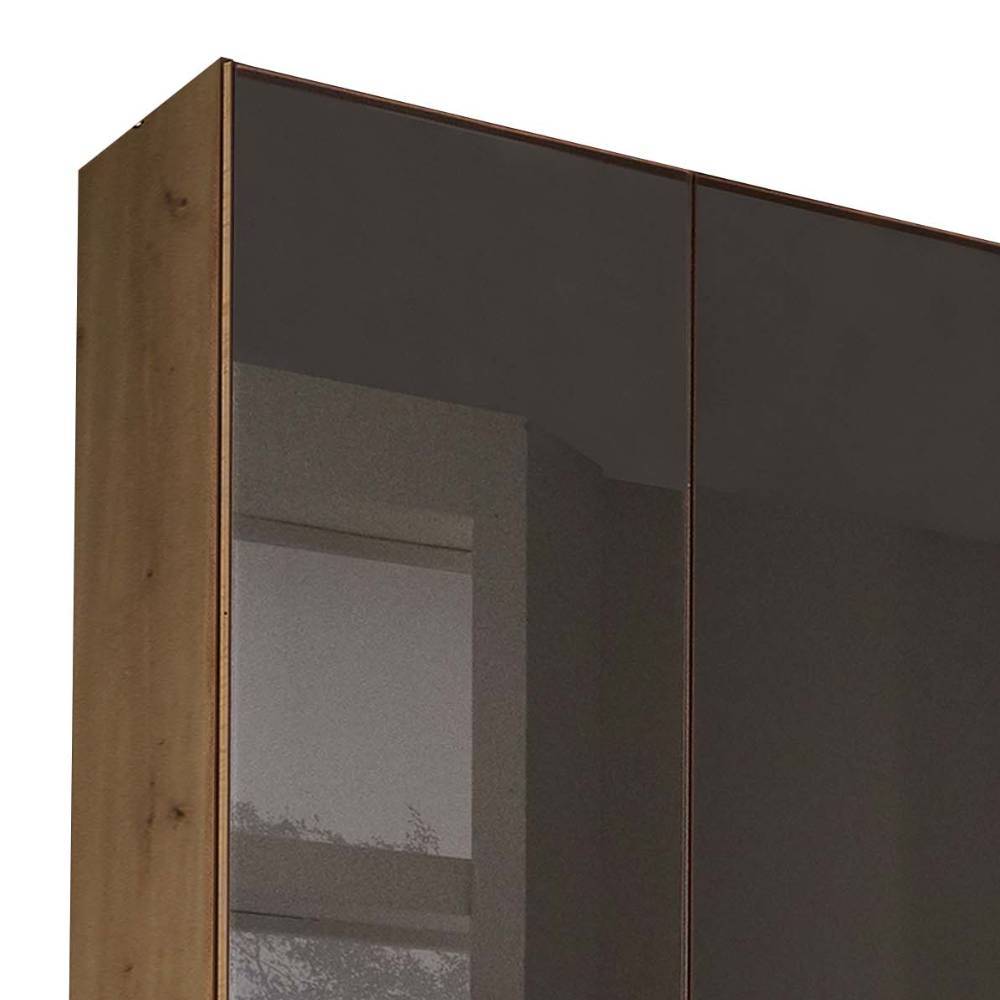 Schlafzimmerschrank modern Merkur in Eiche Bianco und Dunkelbraun