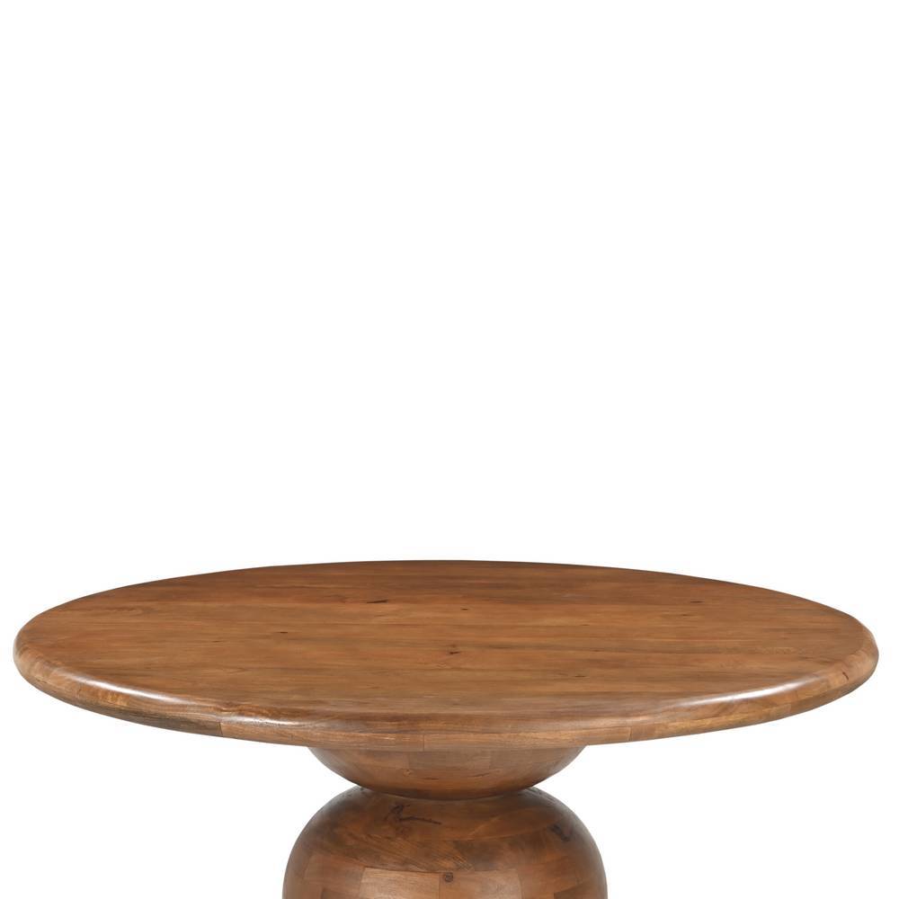 Essgruppe Bertylan aus Mangobaum Massivholz und Boucle Stoff (fünfteilig)