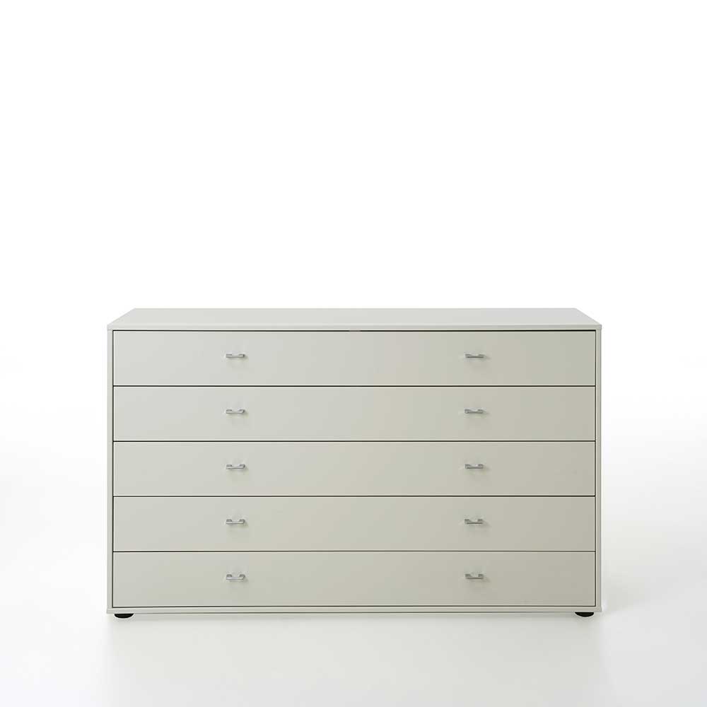Schubladen Sideboard Laola in Weiß lackiert 140 cm
