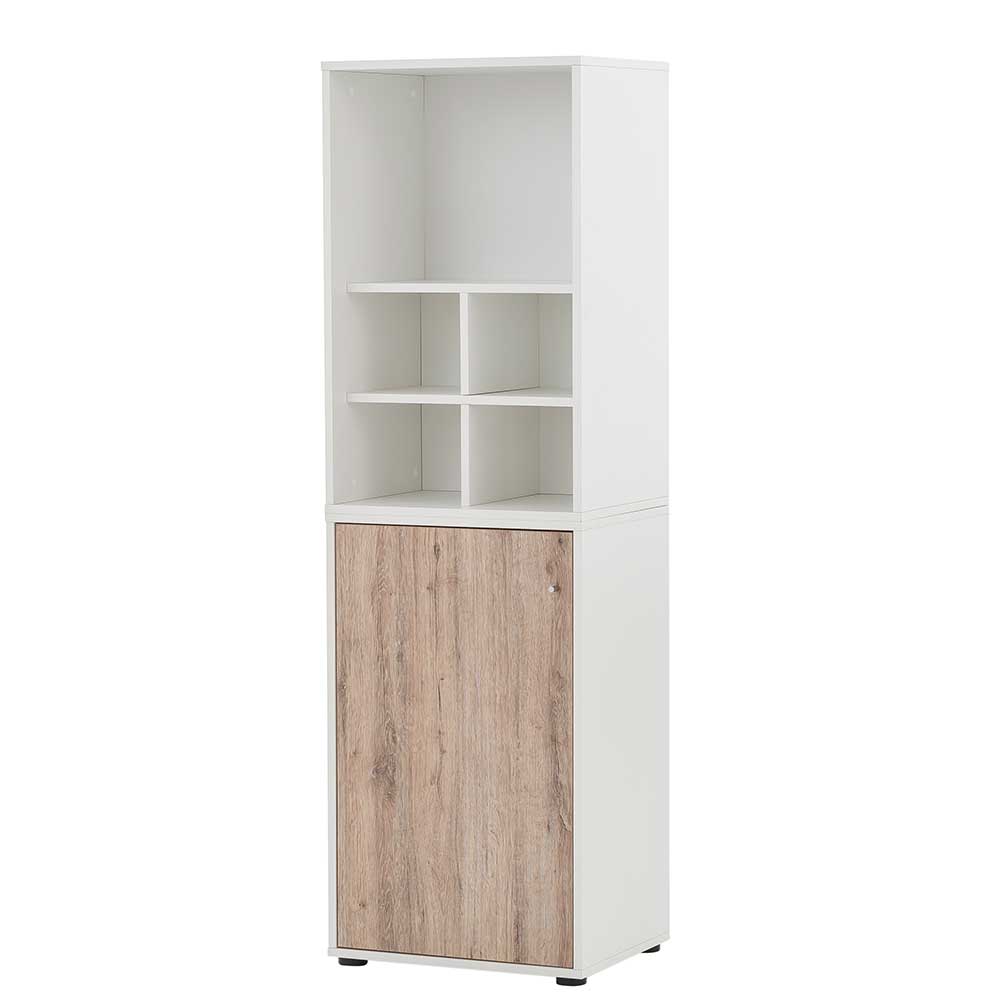 Moderner Aktenschrank Rian in Wildeichefarben und Weiß