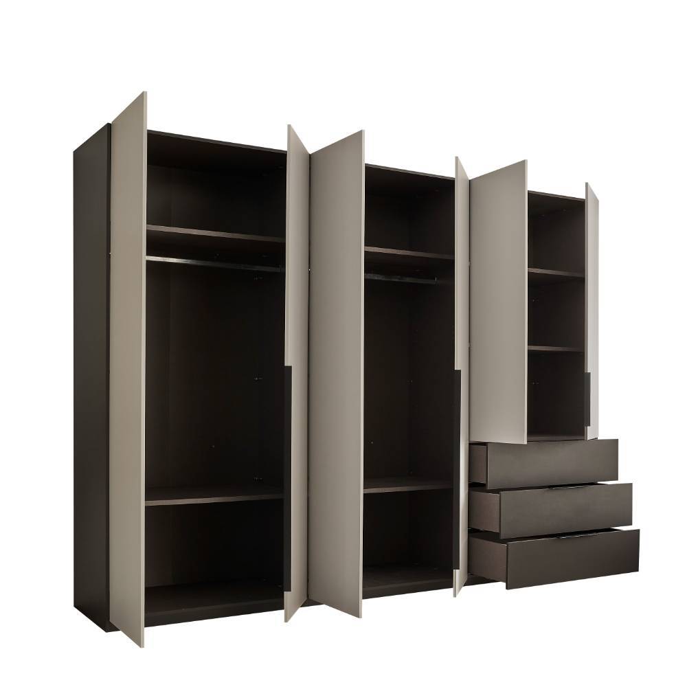 Schlafzimmerkleiderschrank Arionn mit Drehtüren in Lichtgrau