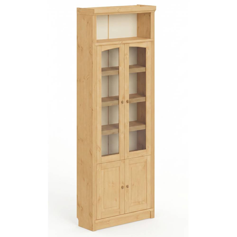 Bücher Vitrine Claros aus Kiefer Massivholz mit Glastüren