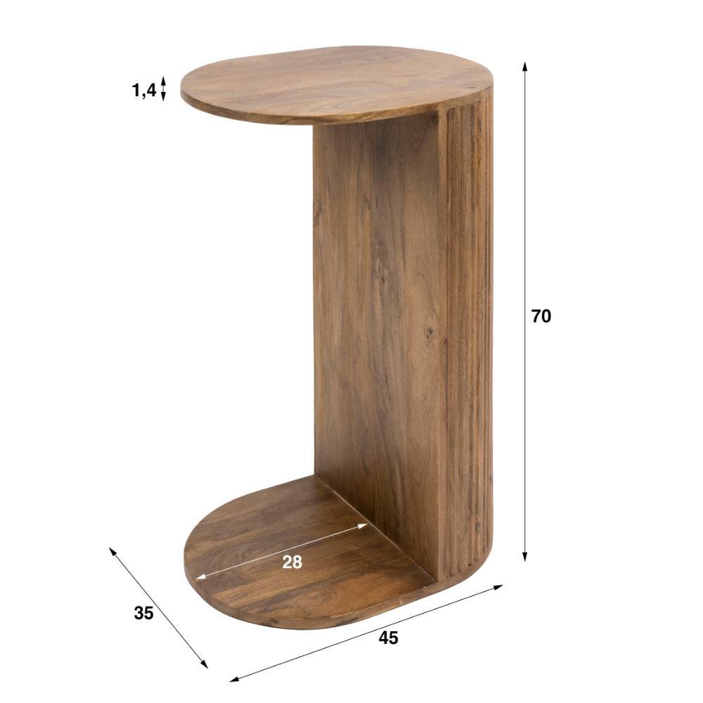 Beistelltisch Sofa Sarojasia mit C Fußgestell und Massivholz Oberfläche