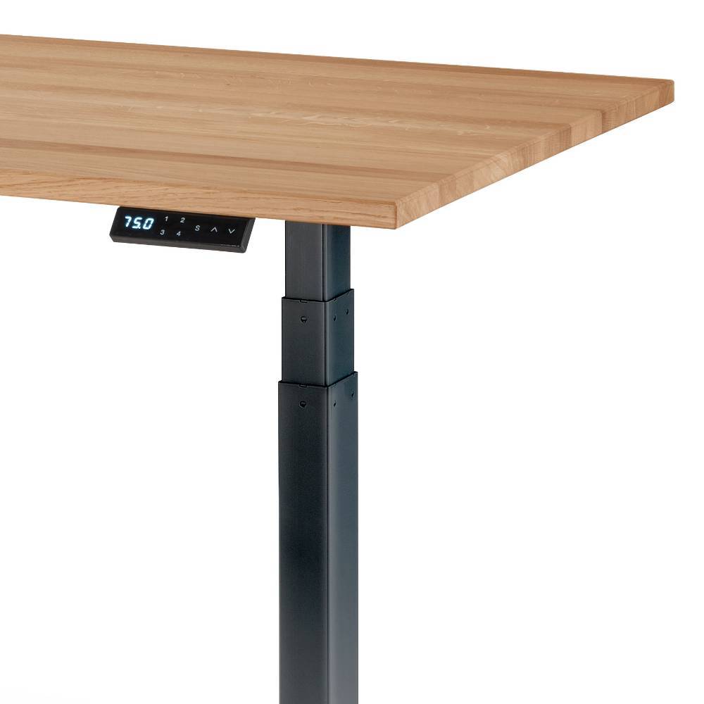 Höhenverstellbarer Schreibtisch Samluca aus Eiche Massivholz und Metall
