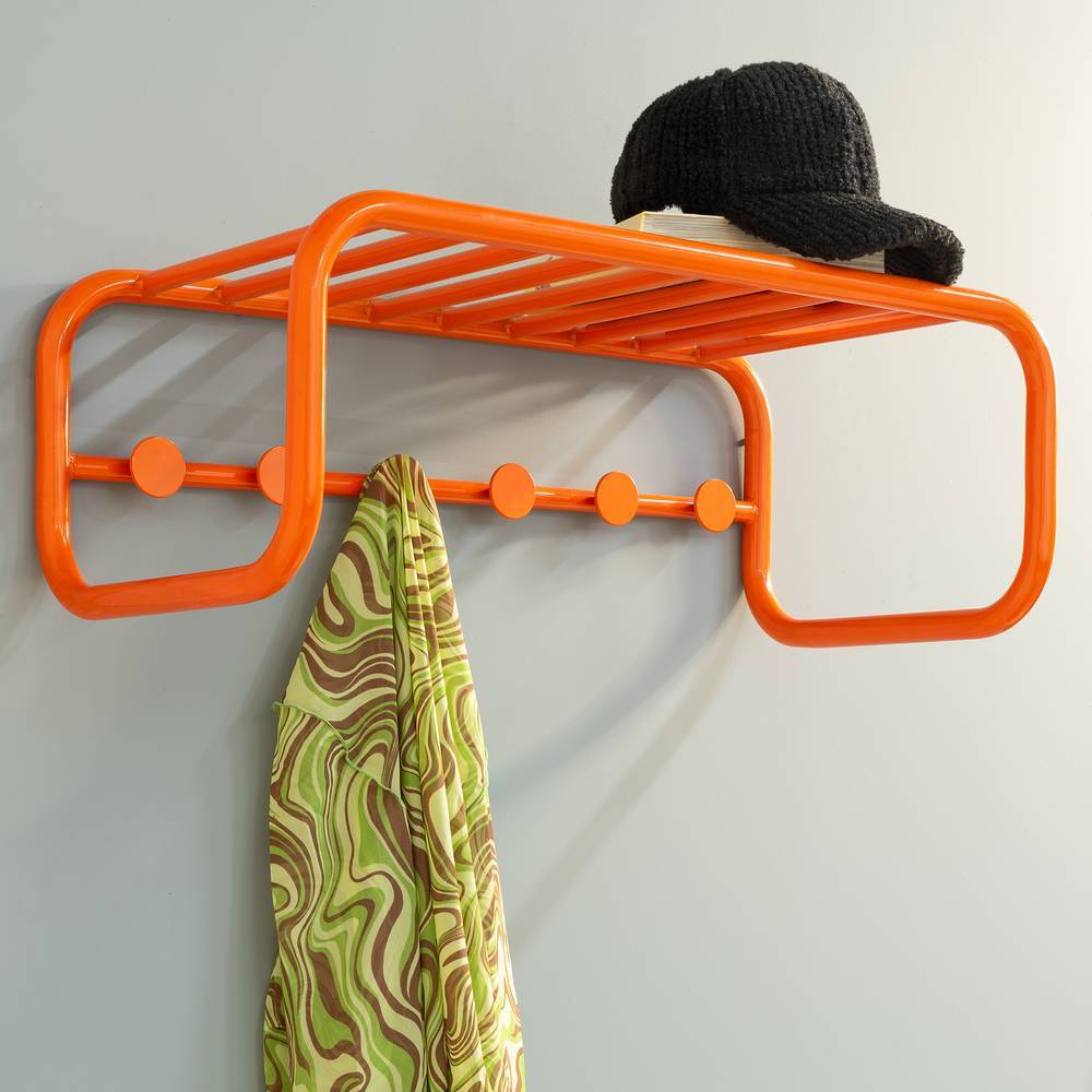 Wandgarderobe Biancaneve in Orange mit Hutablage aus Metall
