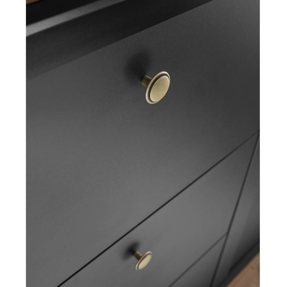 Sideboard Enjta in Schwarz matt mit Metallgriffen