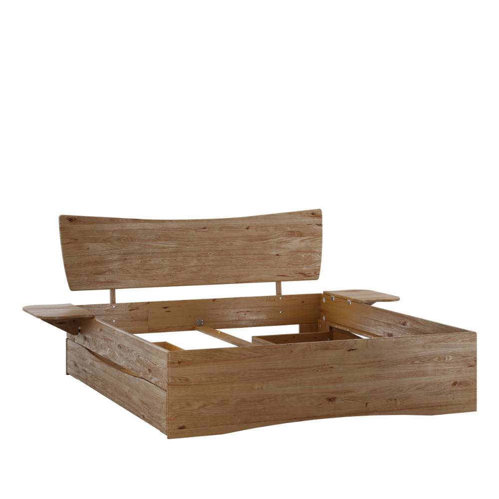 Schubkastenbett Ovidiu aus Wildeiche Massivholz 98 cm Kopfteil