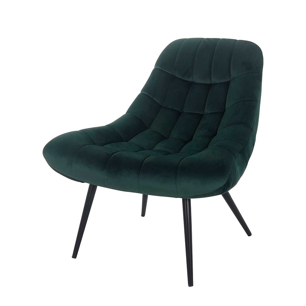 Samt Sessel Ziaru in Dunkelgrün im Retro Style