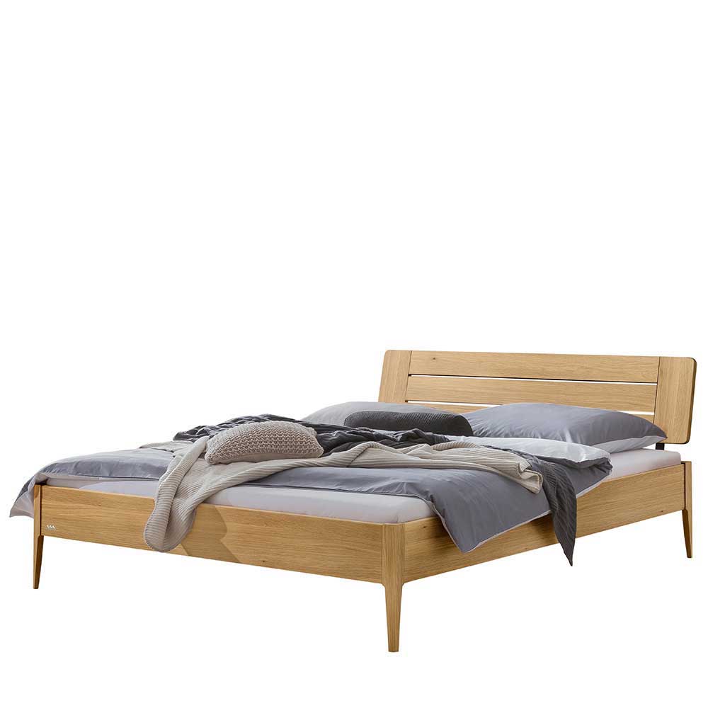 140x200 Bett Eiche hell Lucion aus Massivholz in modernem Design