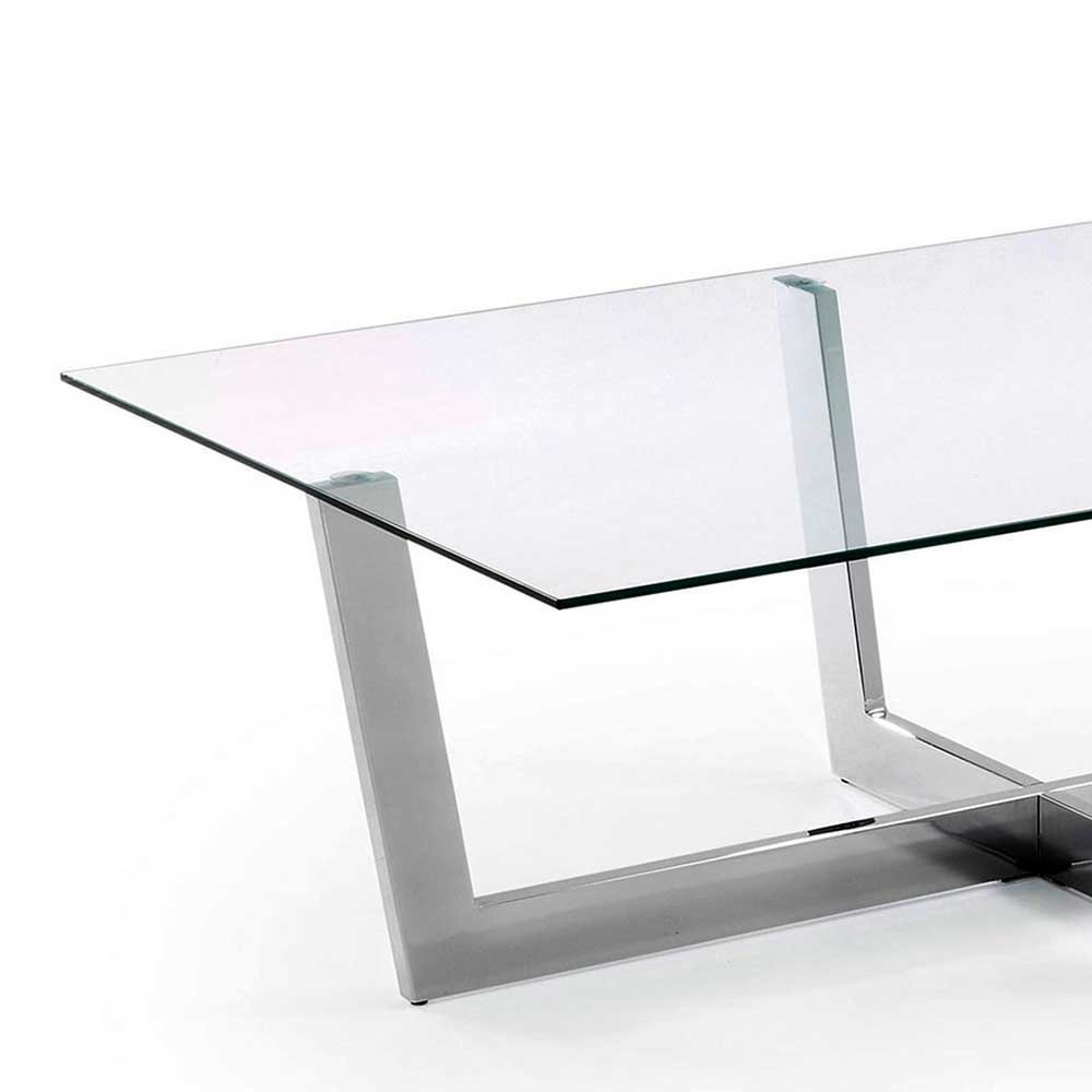 Couchtisch Brosia 120 cm breit aus Glas und Metall