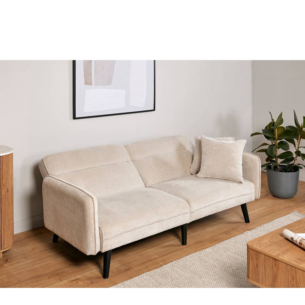 Dreisitzer Sofa Izmara in Champagner mit Schlaffunktion