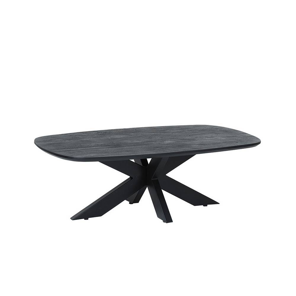 Massivholz Couchtisch Recondra mit Spider Gestell in Schwarz