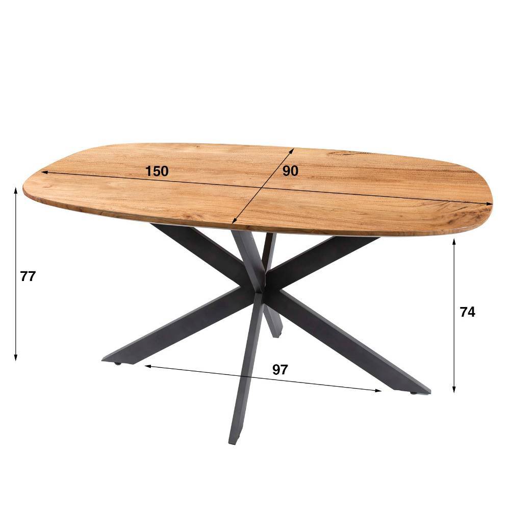 Tisch Esszimmer Tilli mit Spider Gestell und Massivholzplatte