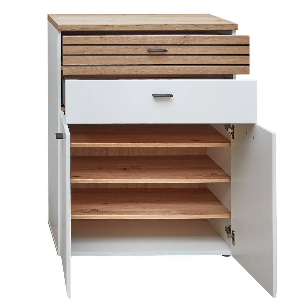 Hochkommode Luzie in modernem Design mit Drehtüren