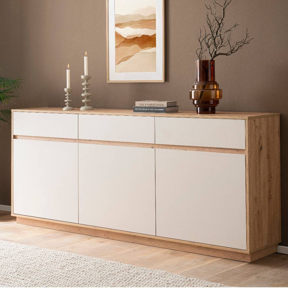 Sideboard Ikba mit drei Schubladen und Drehtüren