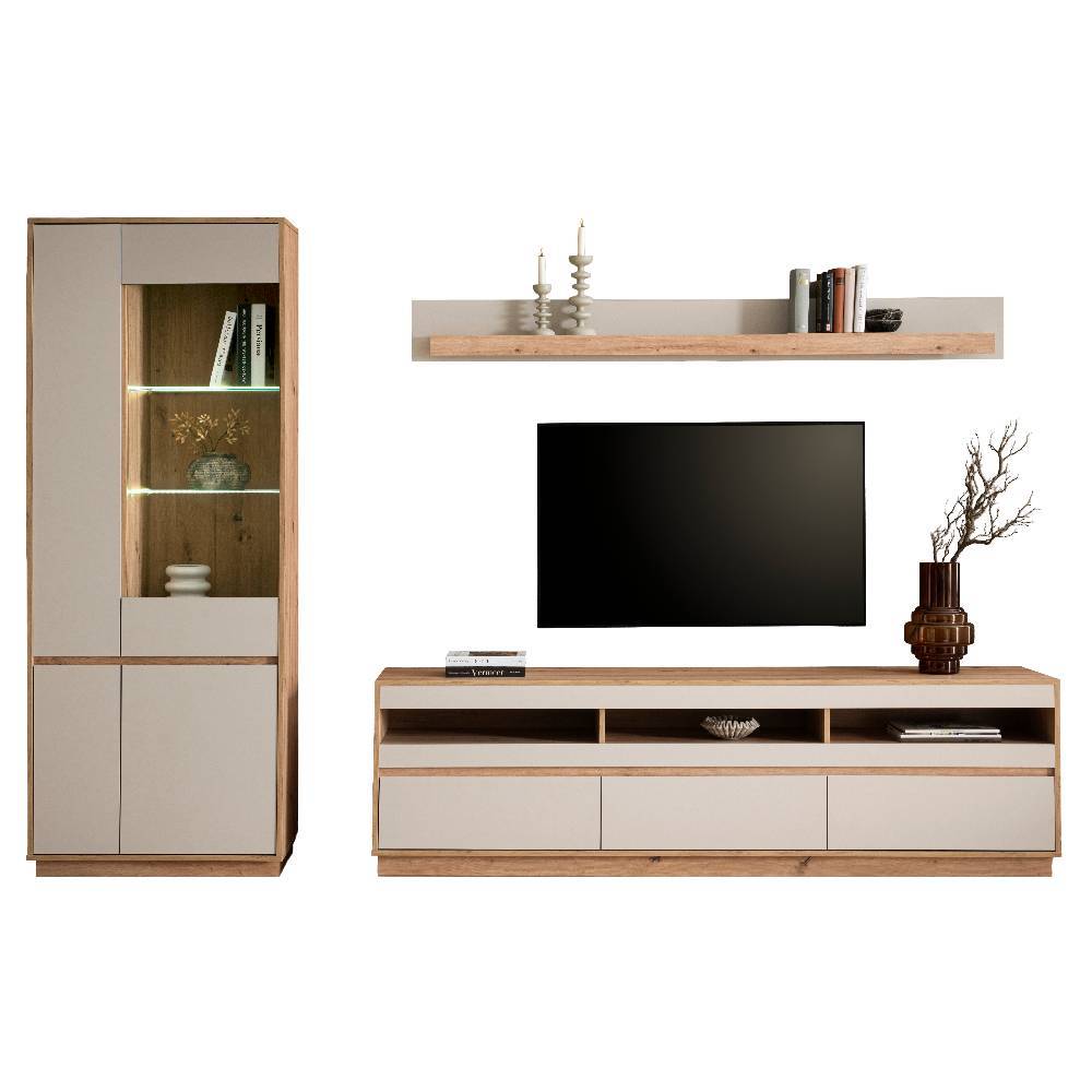 TV Wohnwand Ikba 205 cm hoch und 45 cm tief (dreiteilig)