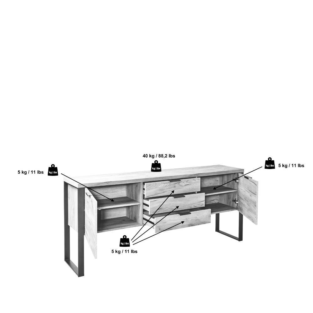 Sideboard Radanger in Weiß und Kerneichefarben
