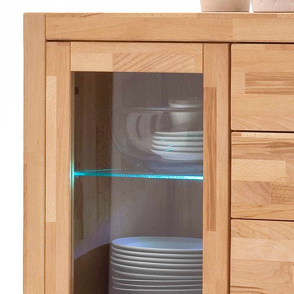 Highboard Jameson aus Kernbuche Massivholz mit LED Beleuchtung