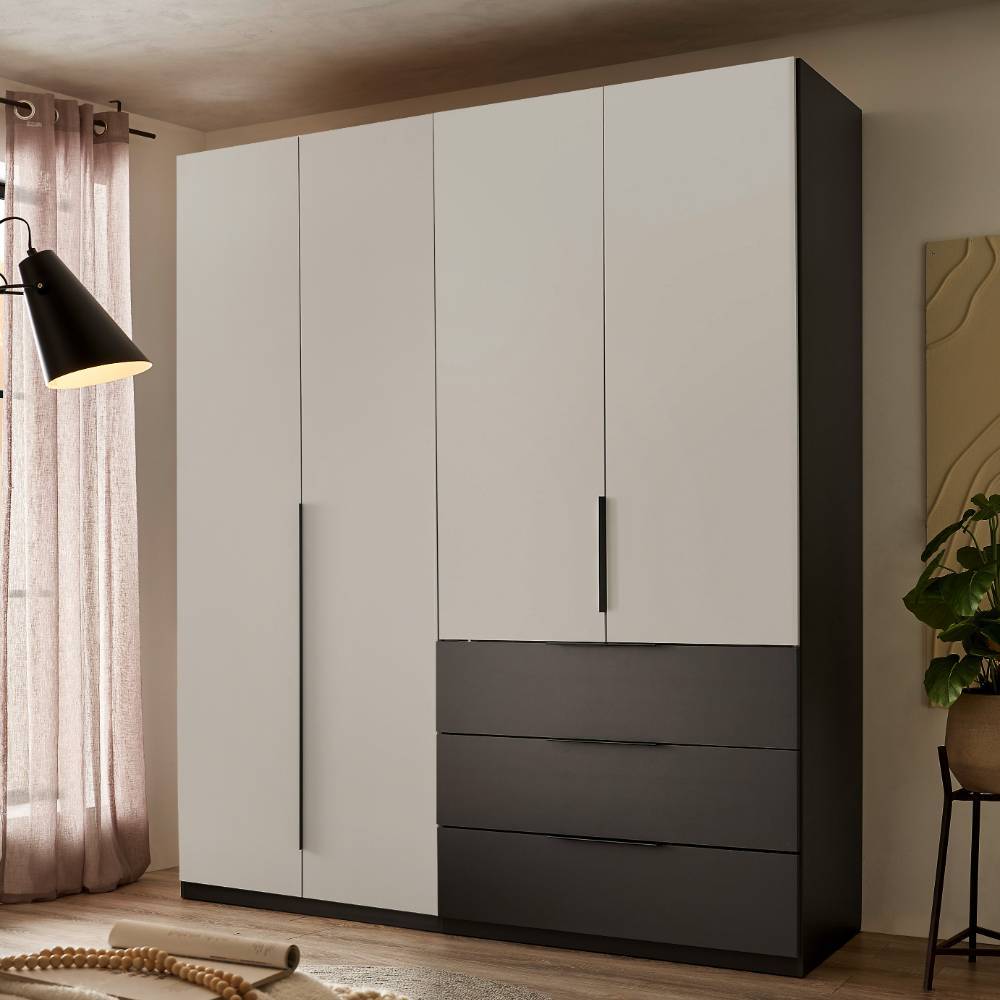 Drehtürenschrank Arionn mit drei Schubladen in modernem Design