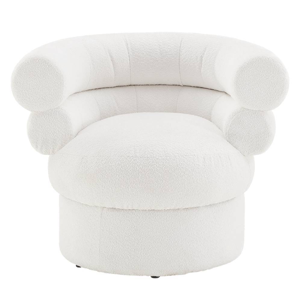 Skandi Design Sessel Flacona in Weiß aus Boucle Stoff