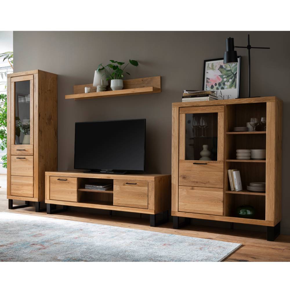 TV Wohnwand Suzana im Industry und Loft Stil teilmassiv (vierteilig)