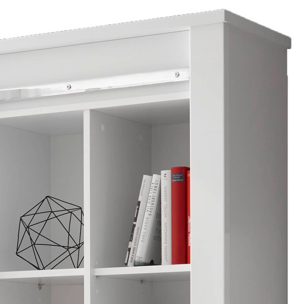 Vitrine Melvyno mit Glastür und sechs offenen Fächern