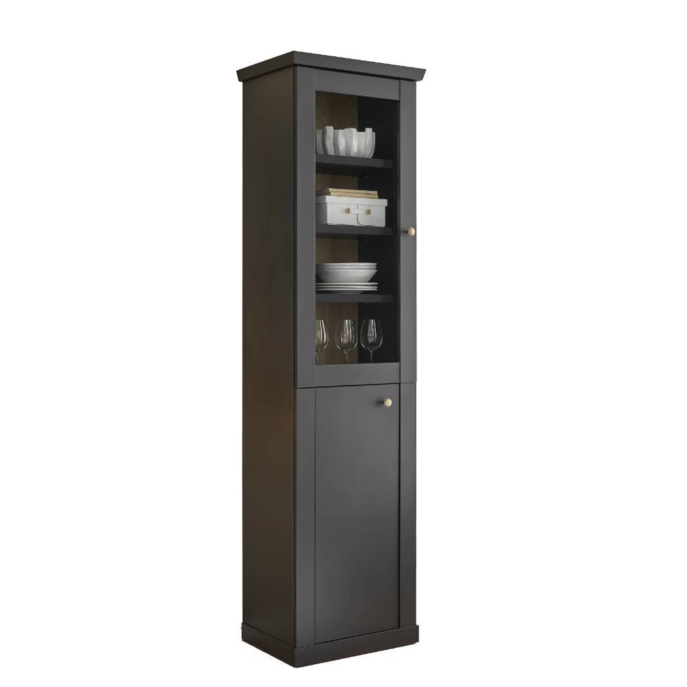 Wohnwand Enjta in Schwarz matt 202 cm hoch (vierteilig)
