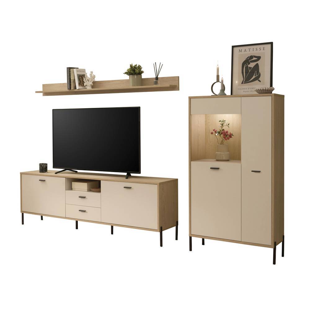 TV Wohnwand Zimena in modernem Design 170 cm hoch (dreiteilig)